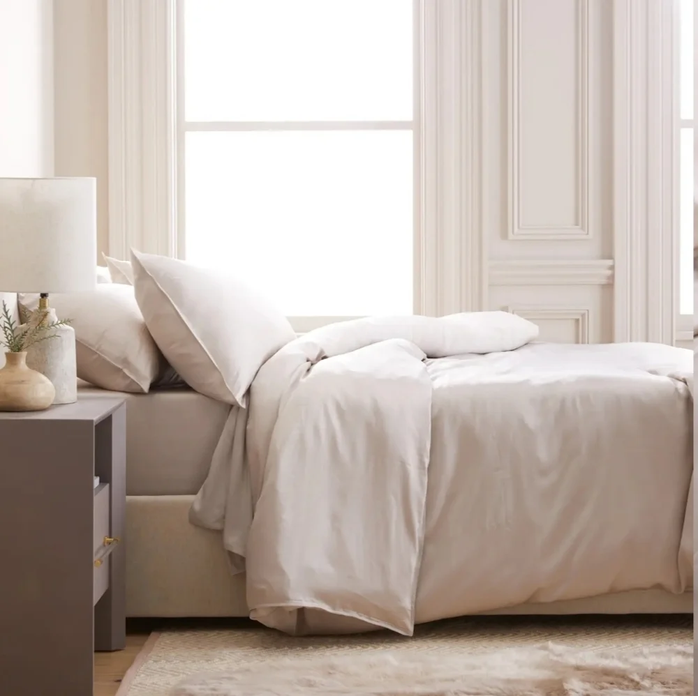 NWOT! Quince 100% Organic Vicose Bamboo -Sand Duvet Cover! Full/ Queen (722)